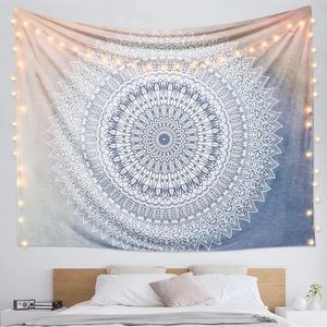 Tapestry 80”x60” - Pink, grey, blue, with white detailing